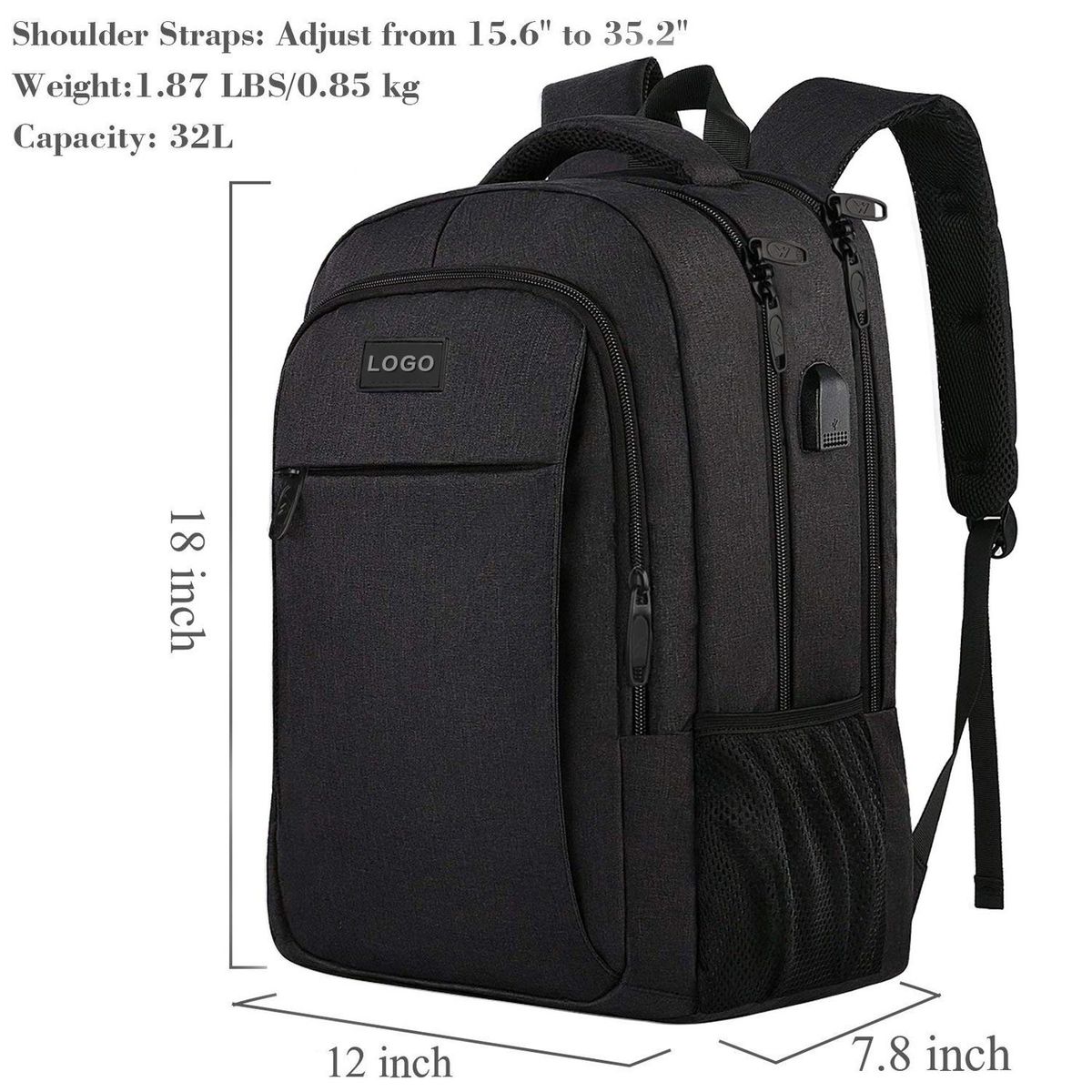 USB Commuter Laptop Backpack 32L YT-02169 - view 5