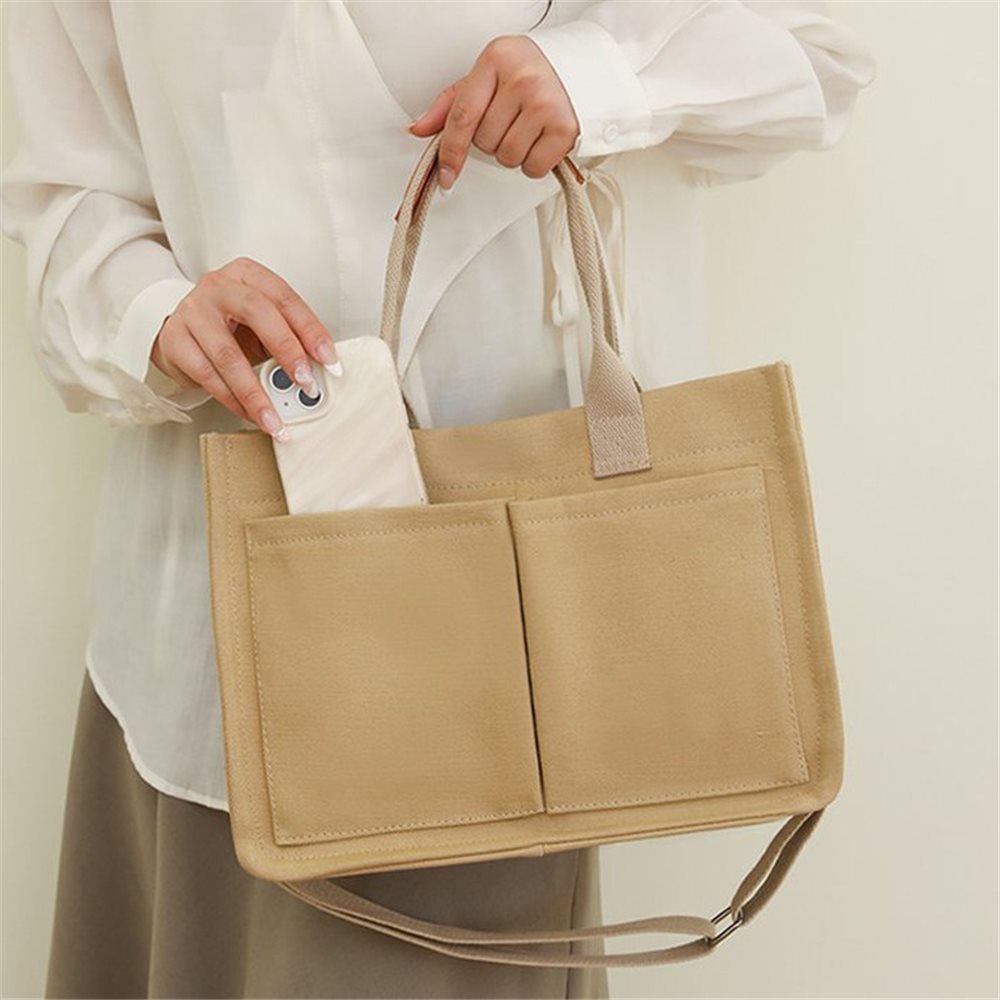 Canvas tote with two front pockets and detachable shoulder strap YT-11008 - view 6