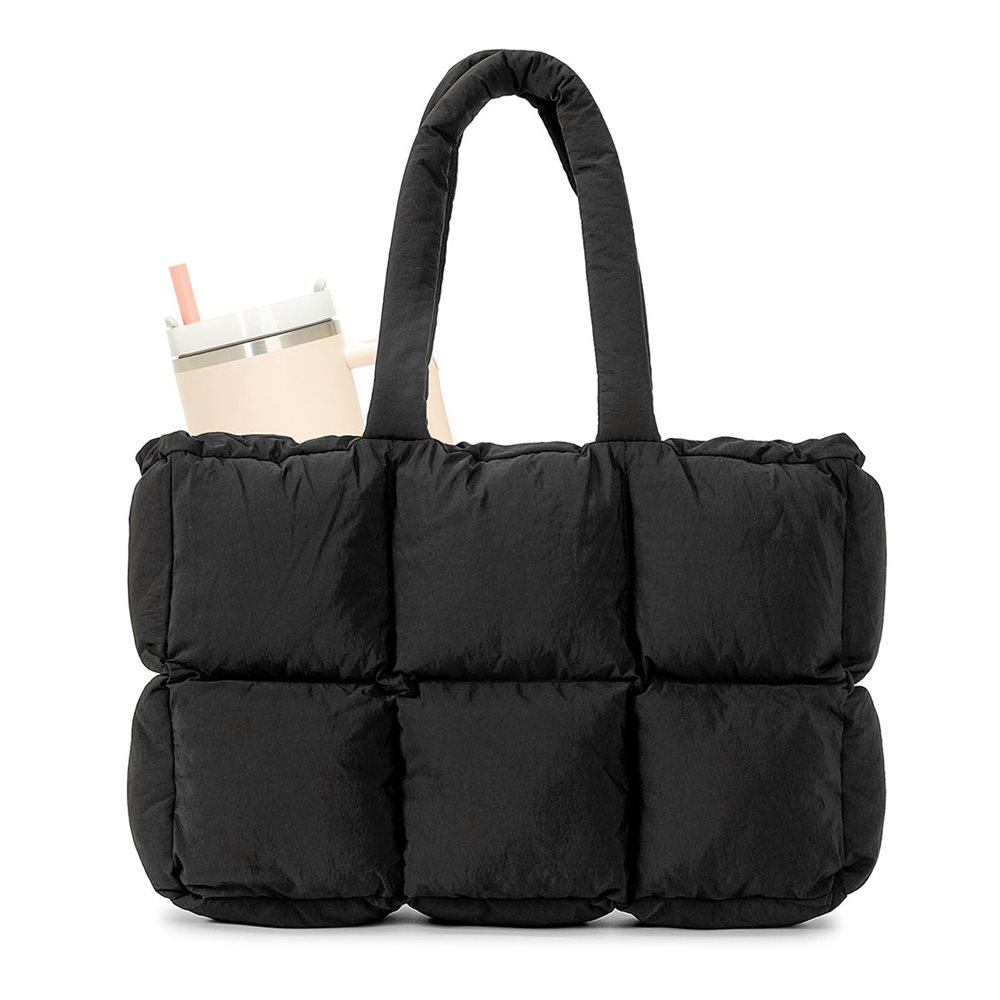 Quilted puffer tote bag with padded laptop sleeve YT-11012 - main view