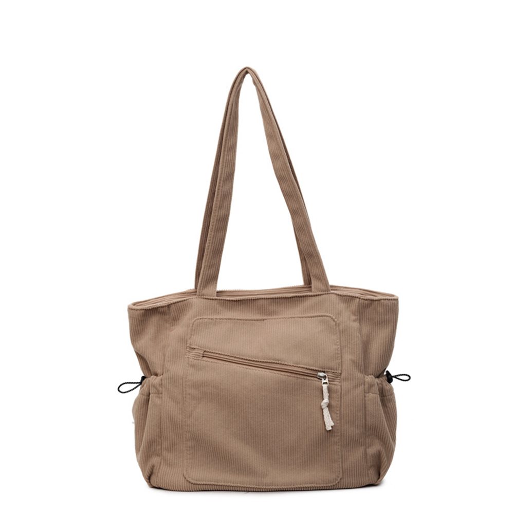 Corduroy tote bag with drawstring side pockets YT-11013 - view 4