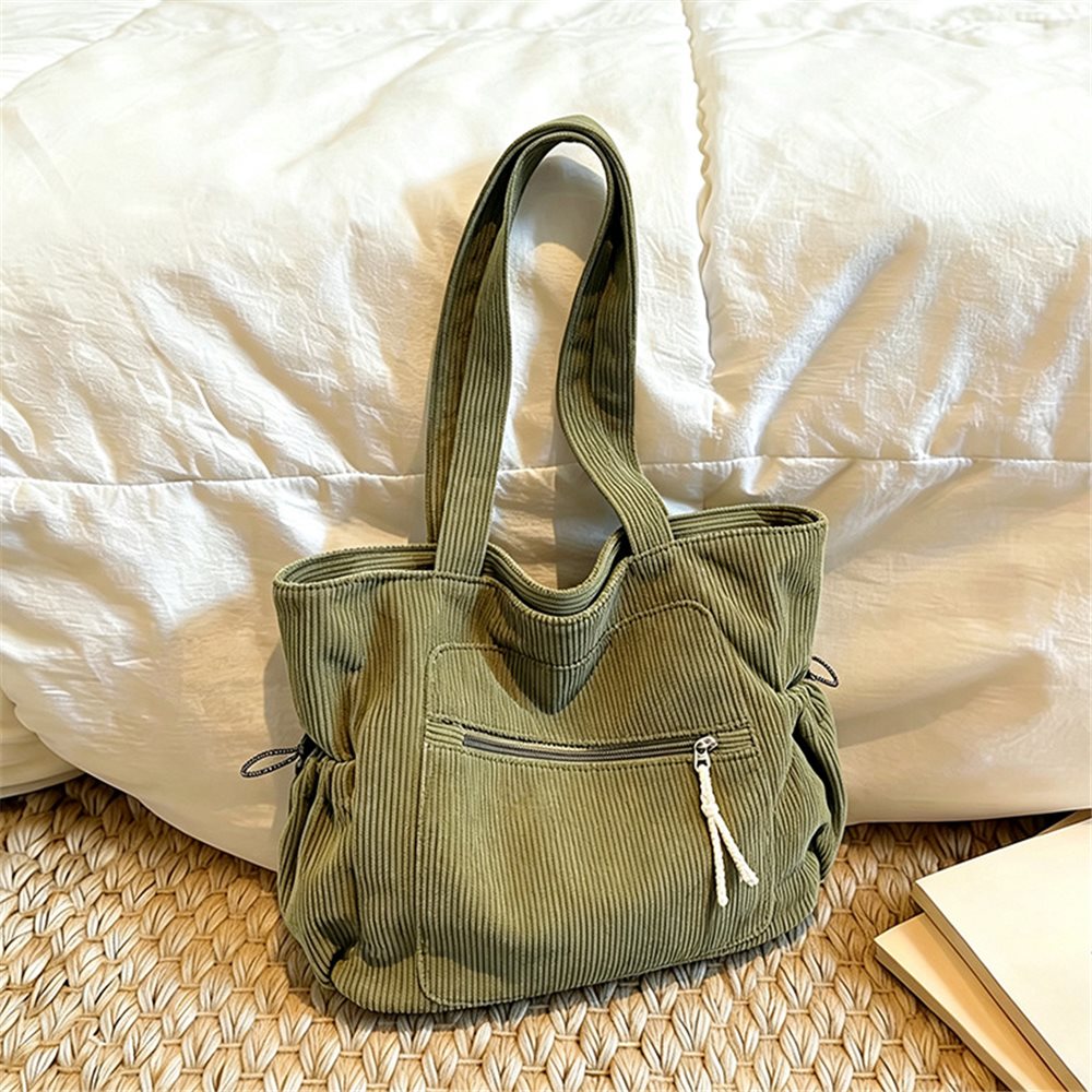 Corduroy tote bag with drawstring side pockets YT-11013 - view 5