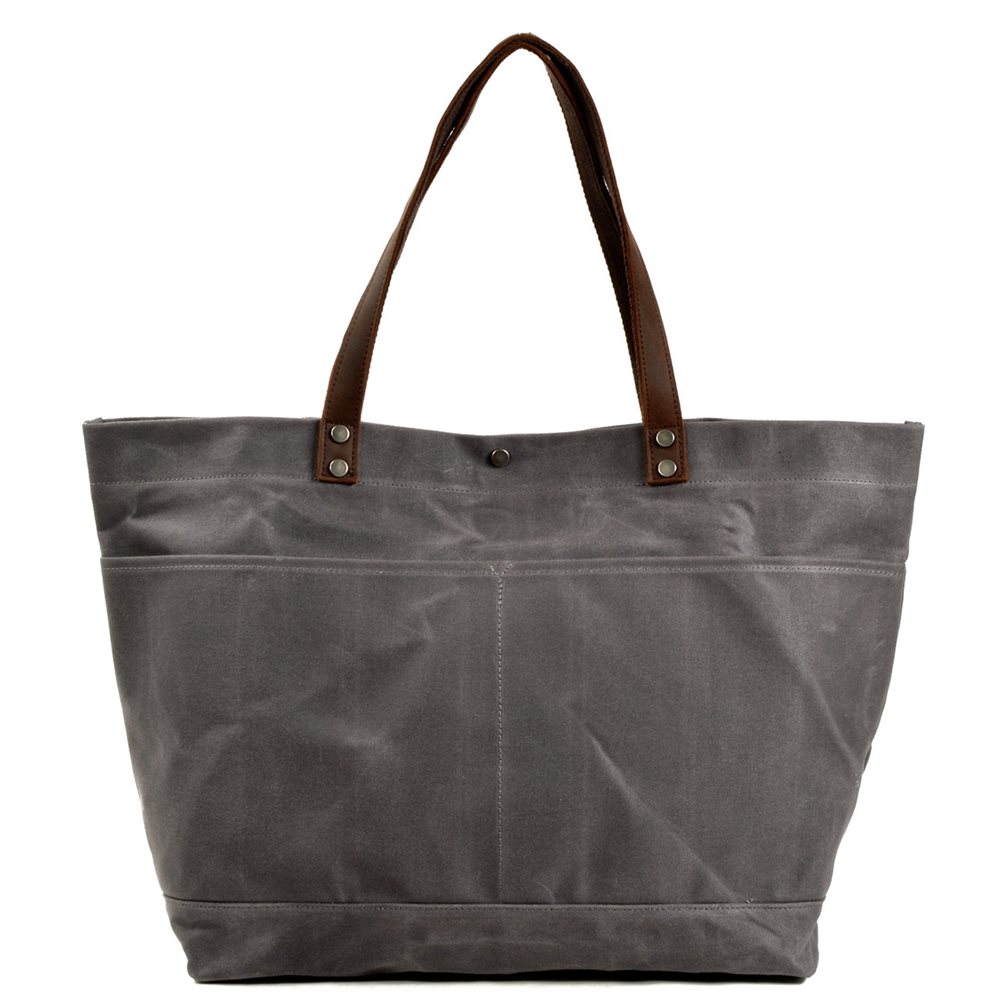 Waxed canvas tote with crazy-horse leather handles YT-11015 - view 4